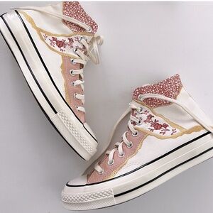 Converse Chucks 70s Golden Egret Repair Embroidered High Top Sneakers NWOT 9